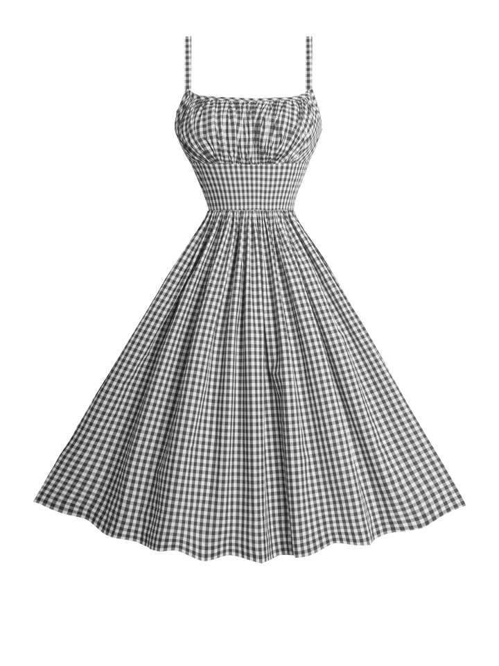 MTO - Grace Dress Black Gingham - Small Checks