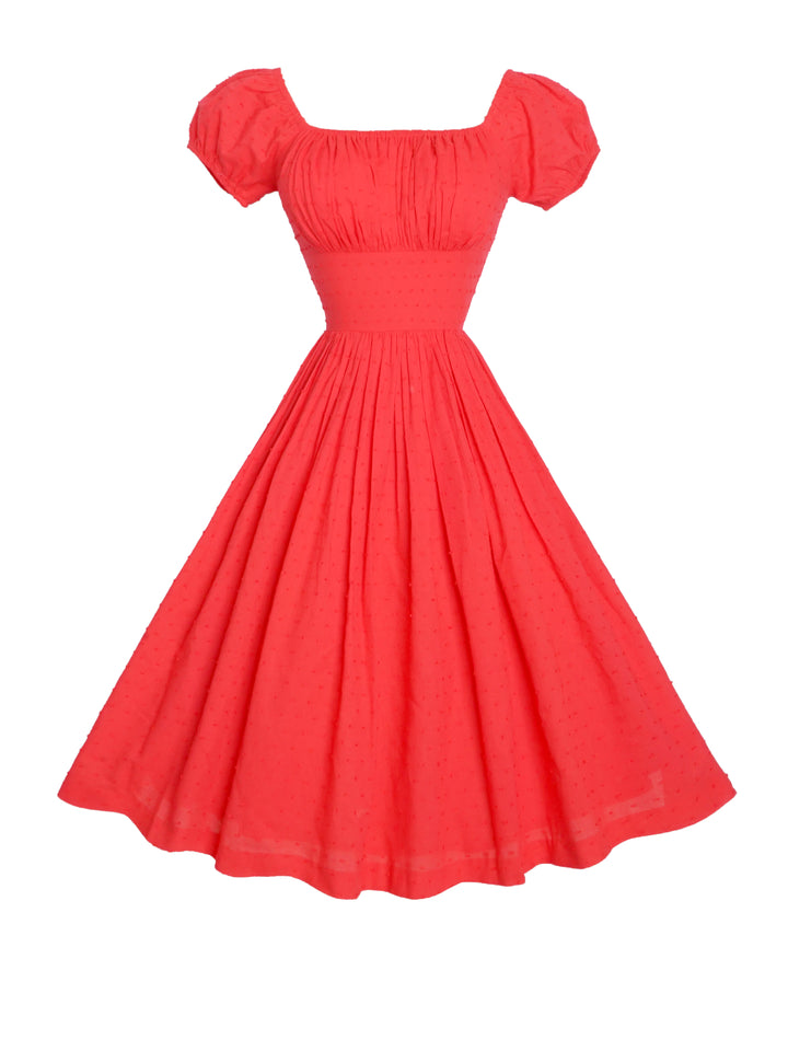 MTO - Loretta Dress in Red "Dotted Swiss"