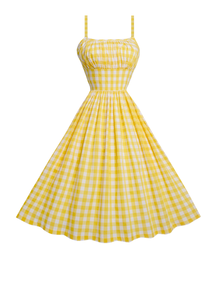 MTO - Grace Dress Yellow Gingham - Large Checks