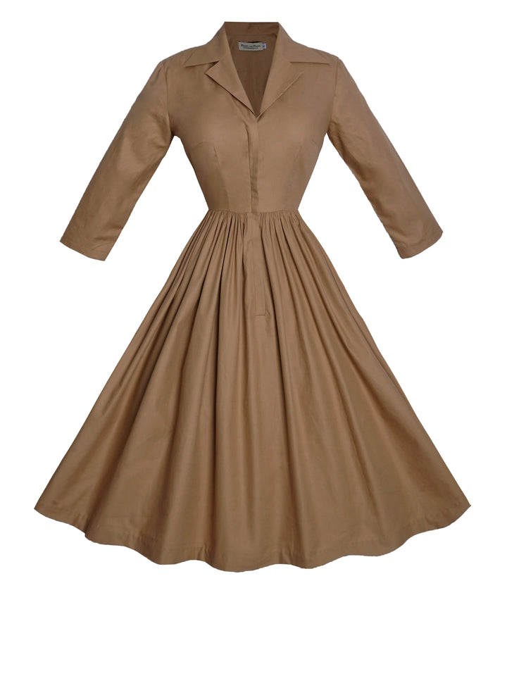 MTO - Natalie Dress in Camel Beige Cotton