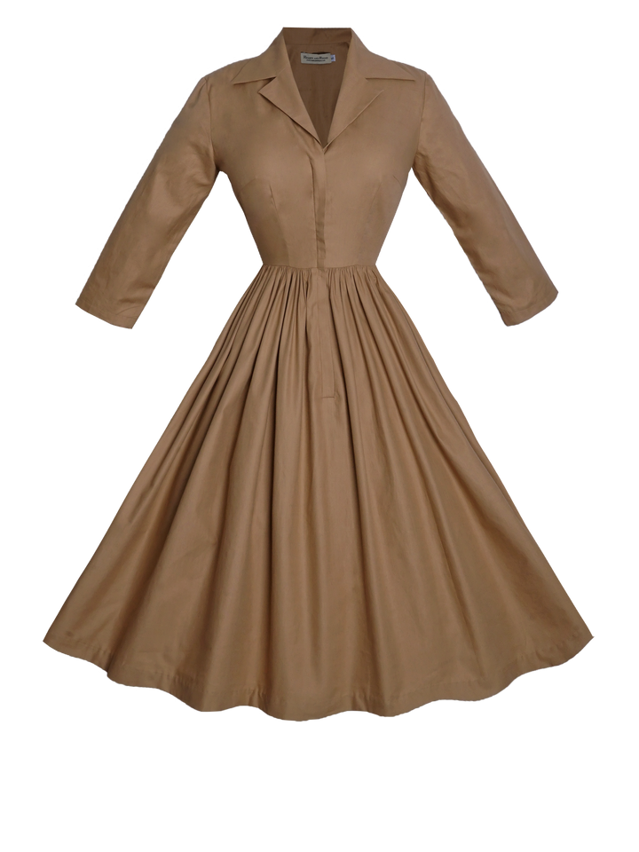 RTS - Natalie Dress in Camel Beige Cotton