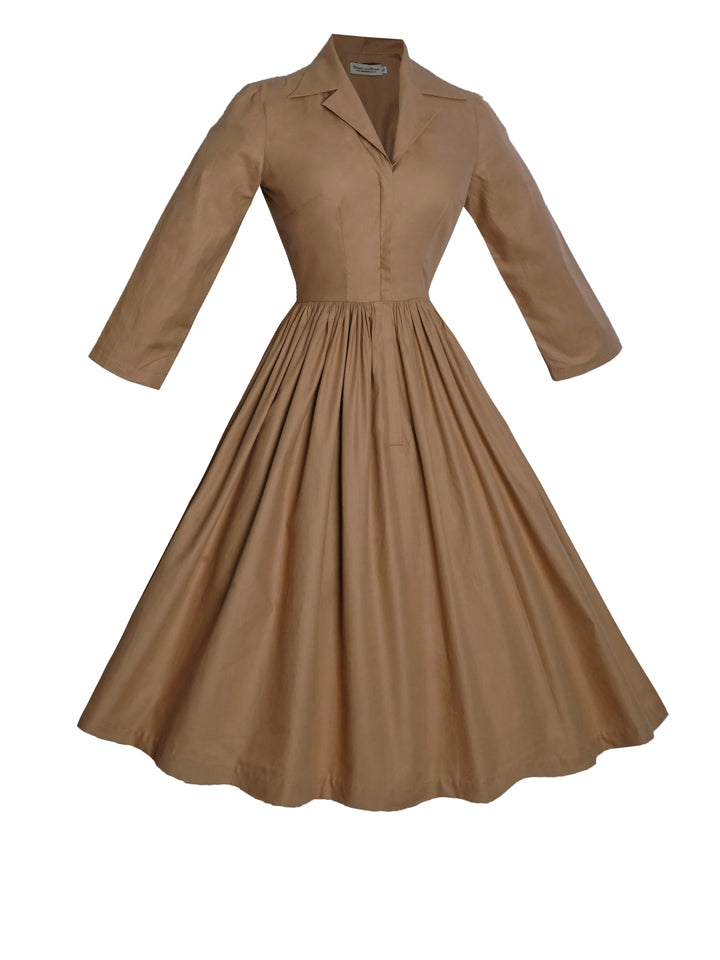 RTS - Natalie Dress in Camel Beige Cotton