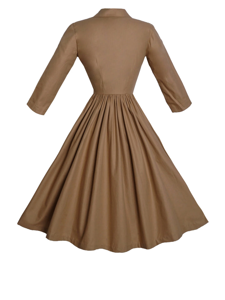 RTS - Natalie Dress in Camel Beige Cotton