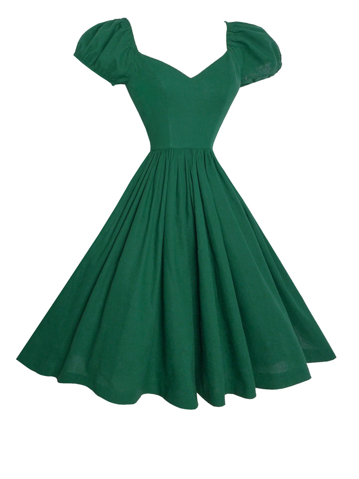 MTO - Margaret Dress in Forest Green Linen