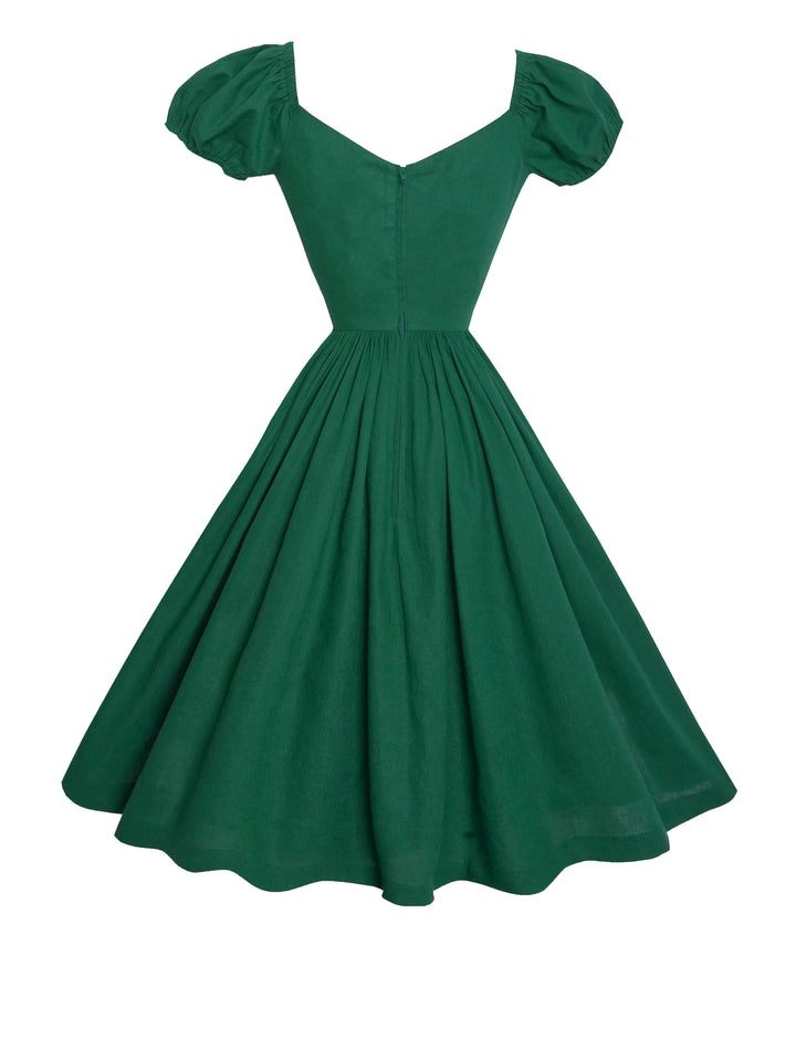 MTO - Margaret Dress in Forest Green Linen