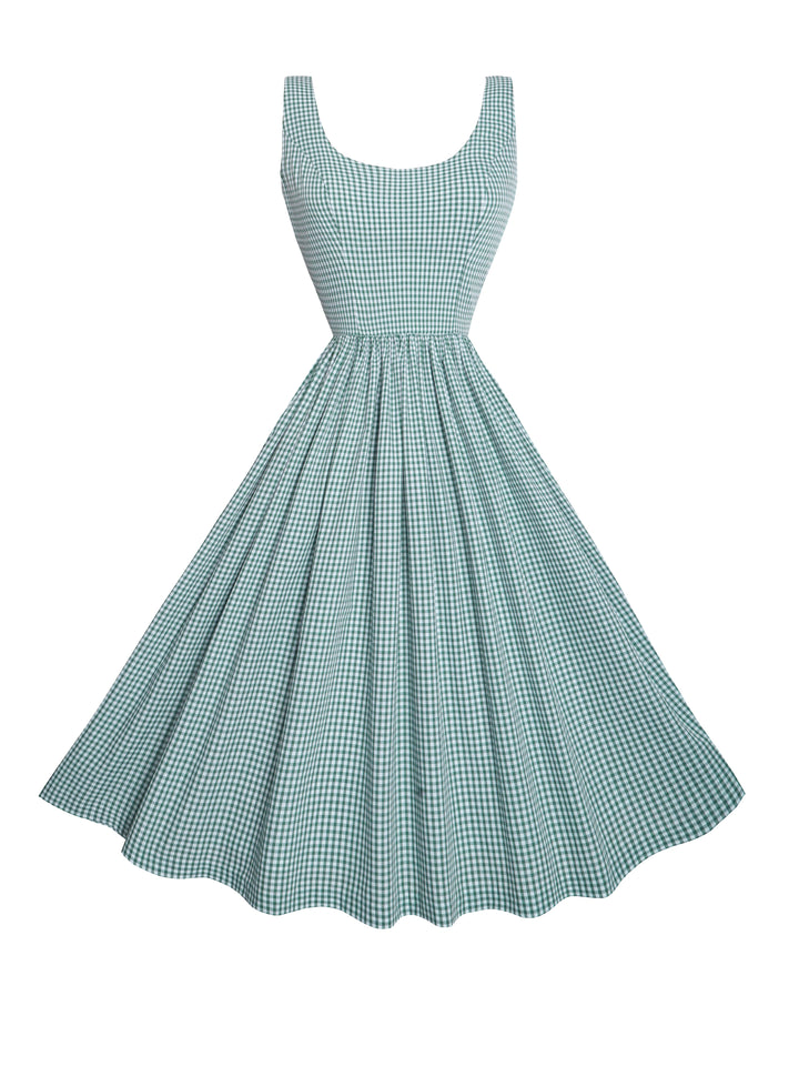 MTO - Emily Dress Pine Green - Small Gingham