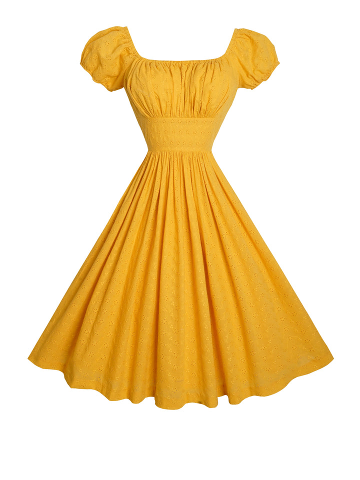 MTO - Loretta Dress in Mustard "Forget Me Not"