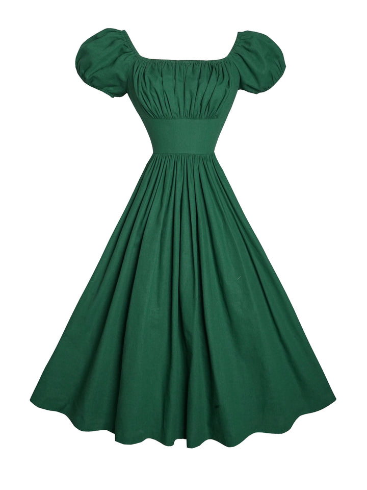 MTO - Loretta Dress in Forest Green Linen