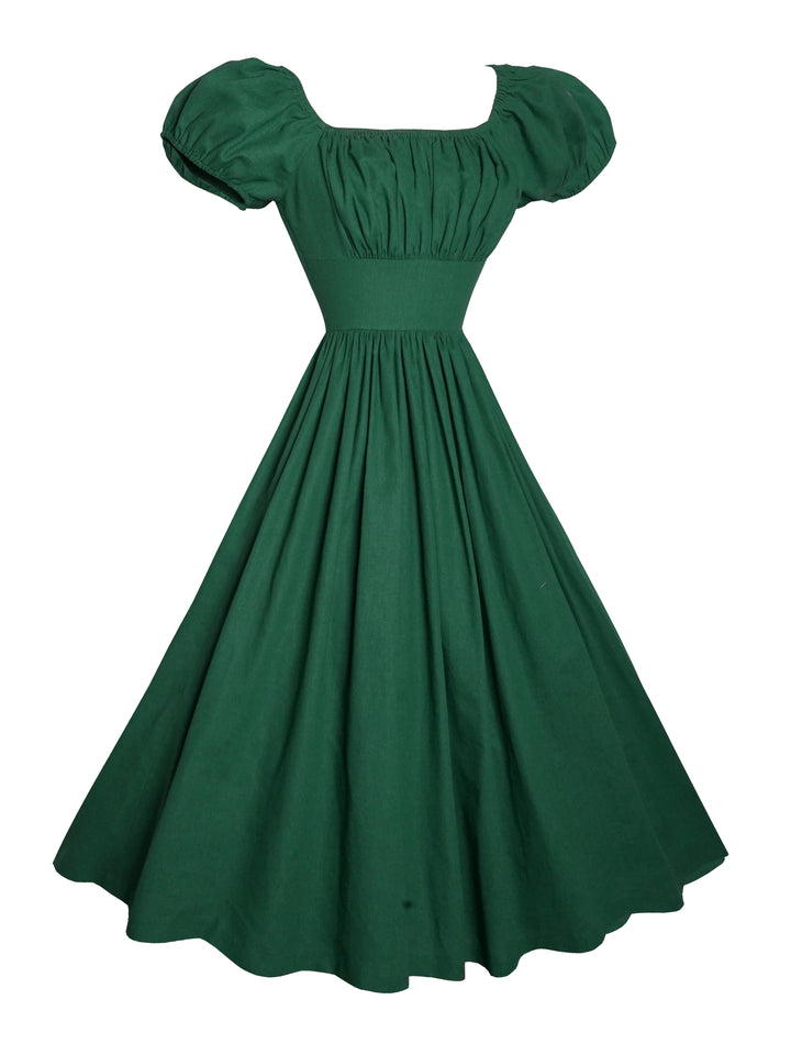 MTO - Loretta Dress in Forest Green Linen