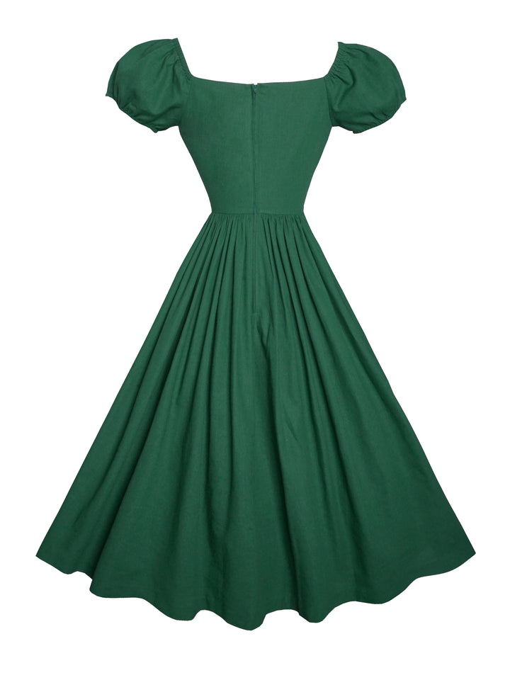 MTO - Loretta Dress in Forest Green Linen