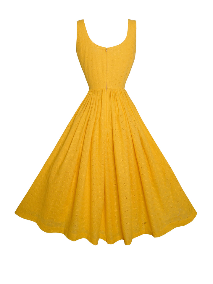 MTO - Emily Dress in Mustard “Forget me not” Eyelet