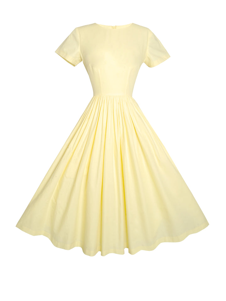 MTO - Dorothy Dress "I can't believe its not Butter" in Light Pale Yellow Cotton