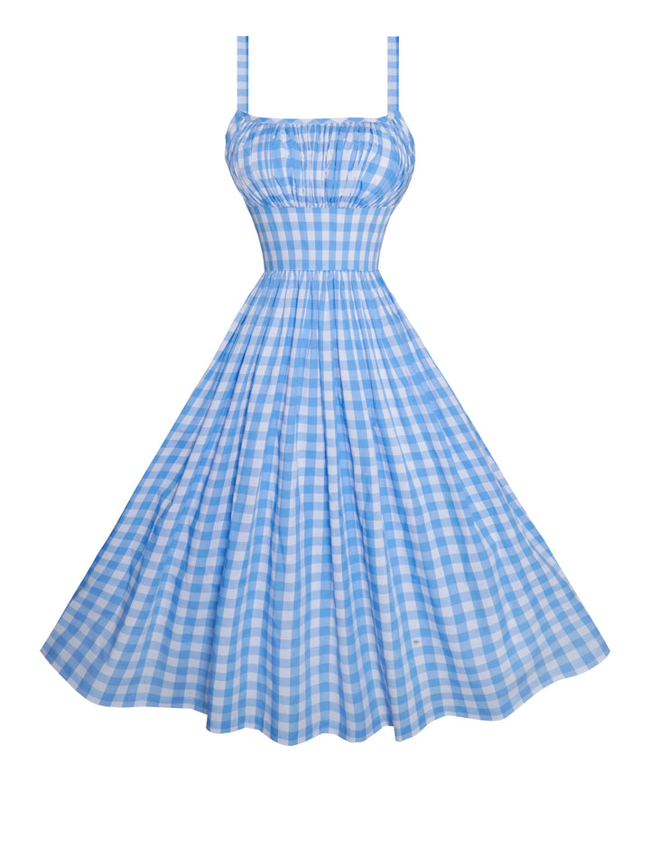 MTO - Grace Dress Light Blue Gingham - Large Checks