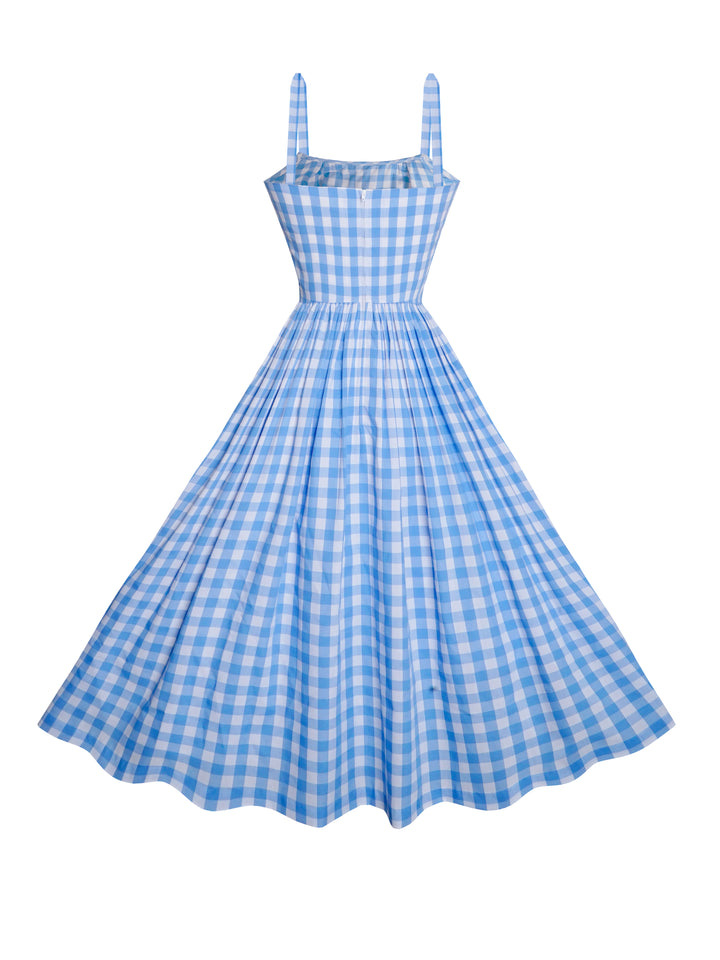 MTO - Grace Dress Light Blue Gingham - Large Checks