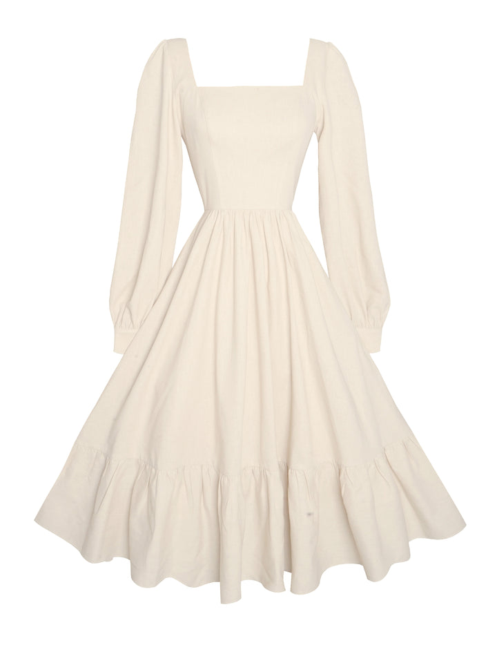 MTO - Mary Dress in Parchment Ivory Linen