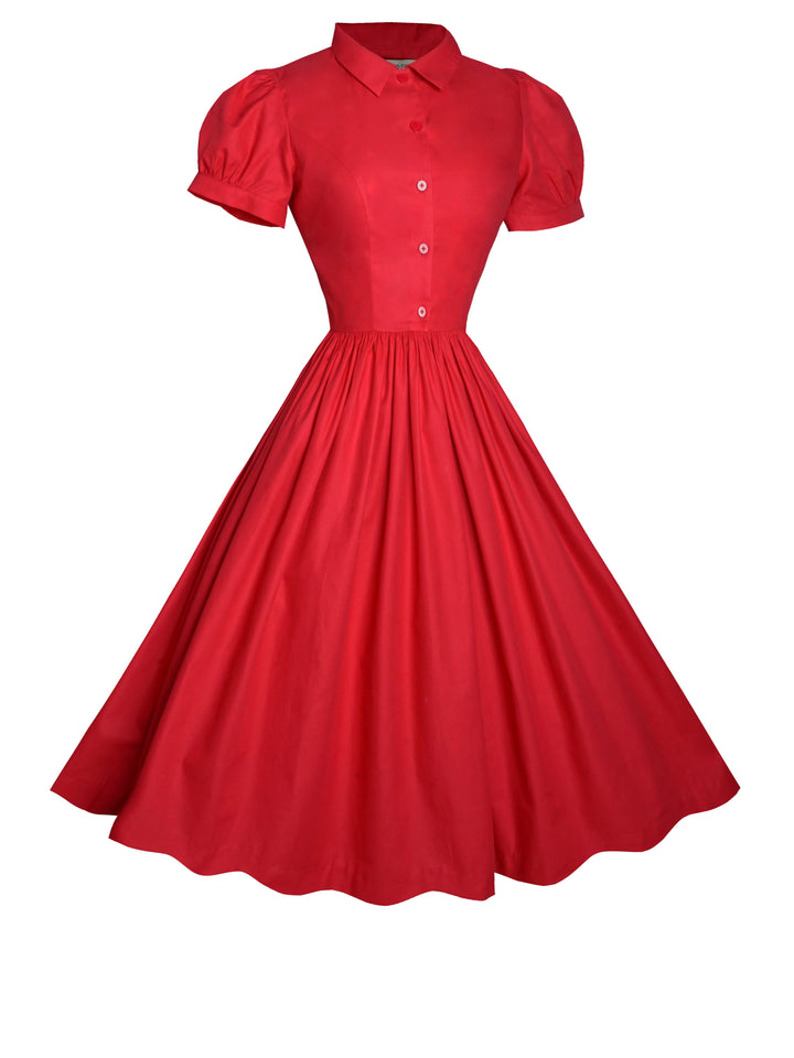 MTO - Judy Dress in Cardinal Red Cotton