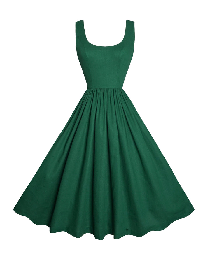 MTO - Emily Dress in Forest Green Linen