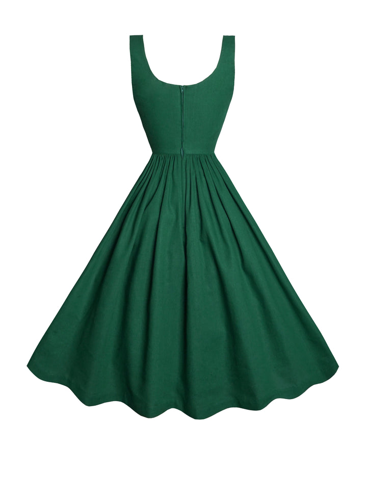 MTO - Emily Dress in Forest Green Linen