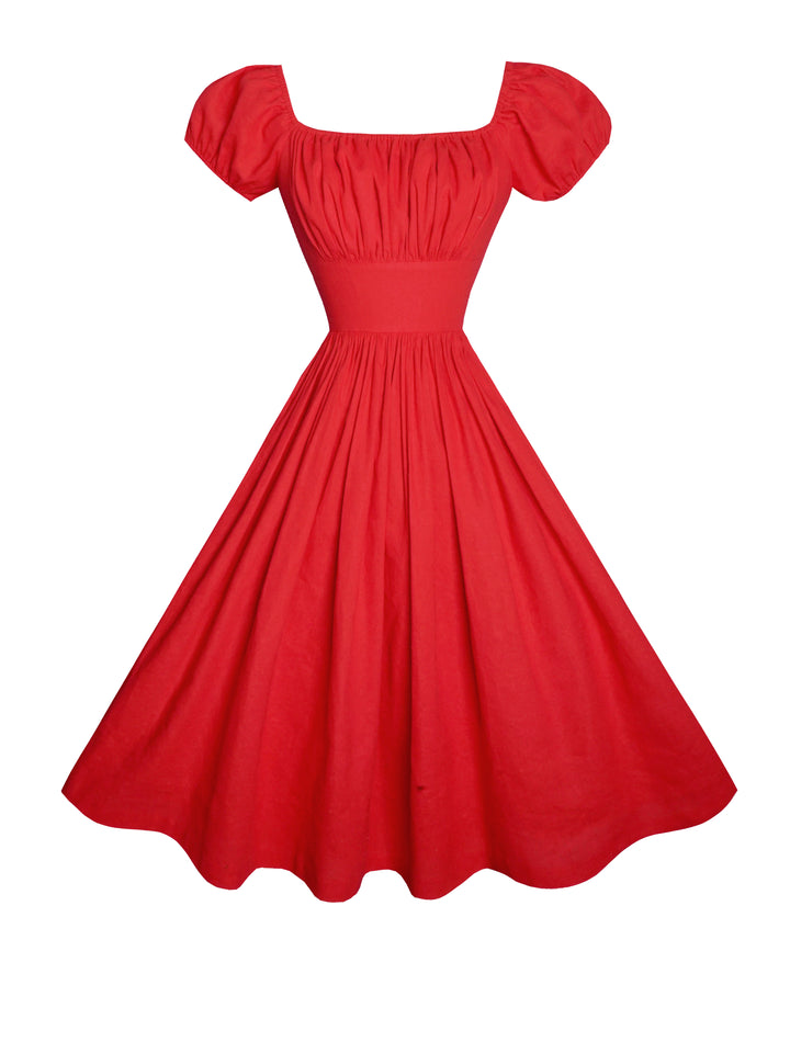 MTO - Loretta Dress in Chili Red Linen