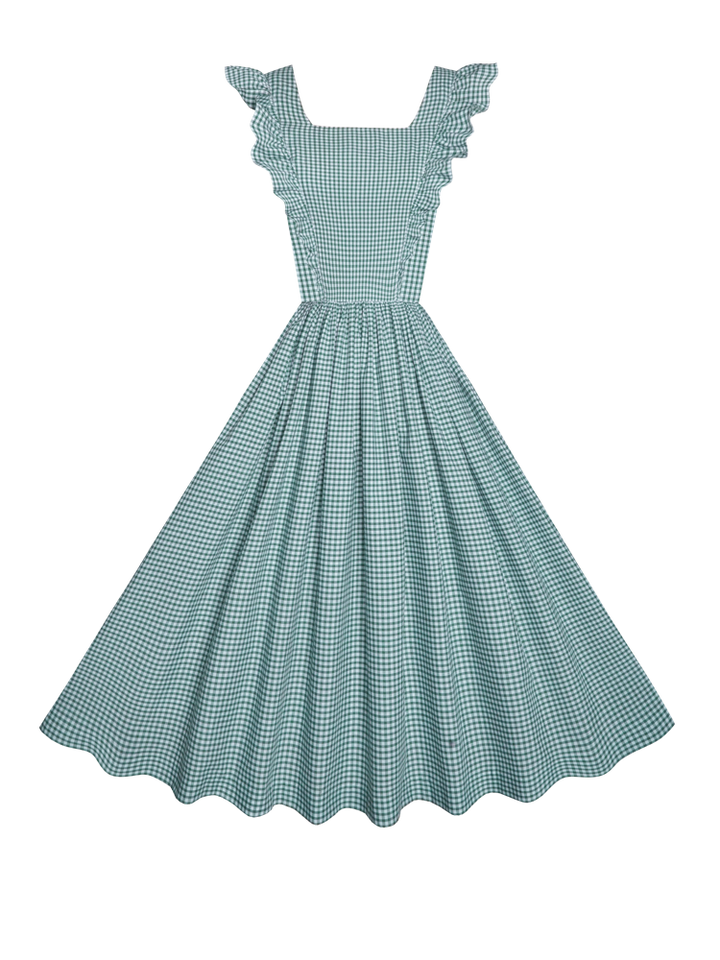 RTS - Lorraine Dress Pine Green Gingham - Small Checks