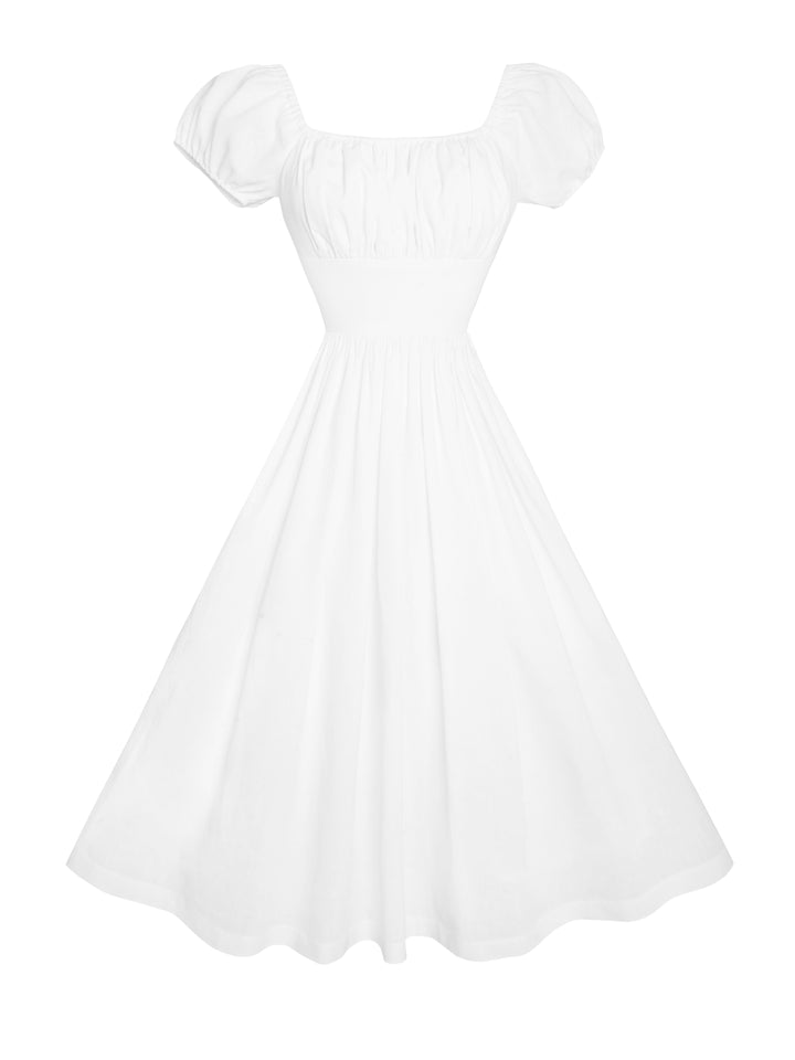 MTO - Loretta Dress in White Linen