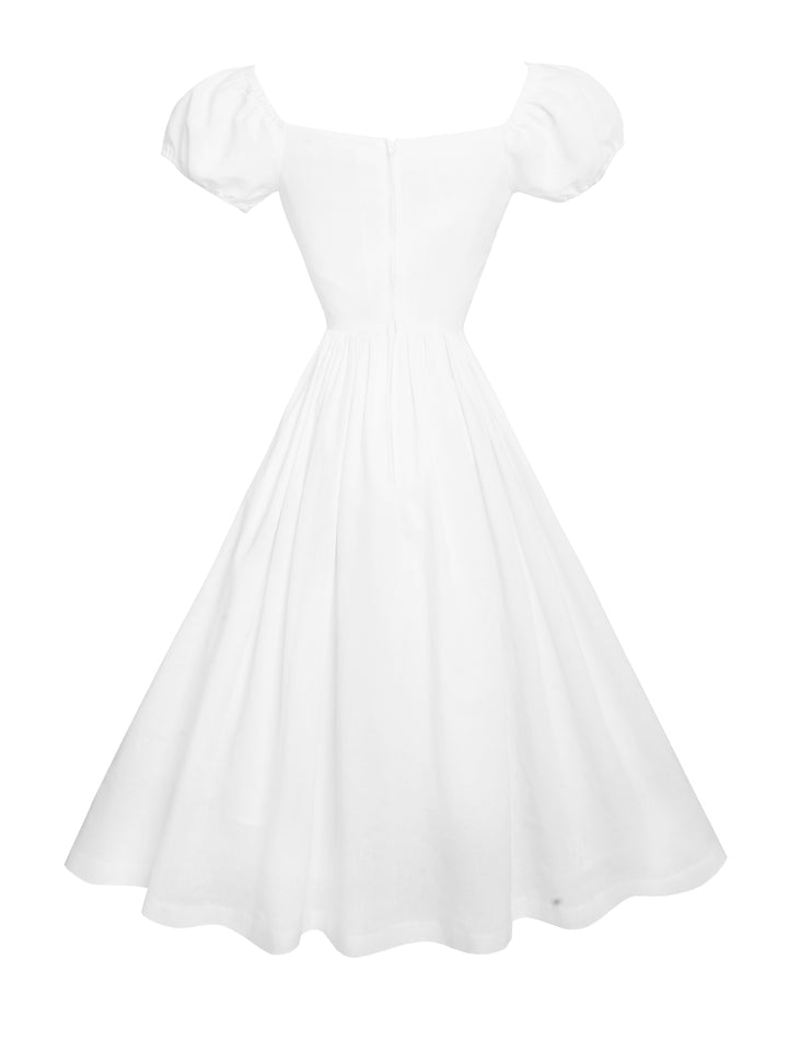 MTO - Loretta Dress in White Linen