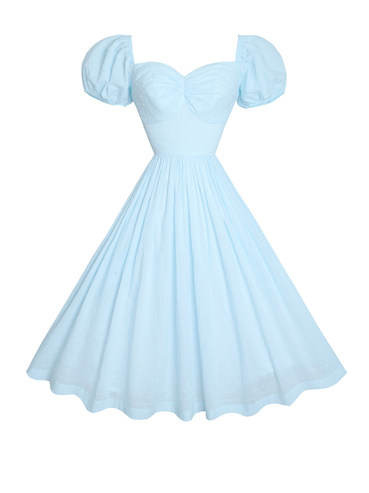 MTO - Valentina Dress in Baby Blue "Dotted Swiss"