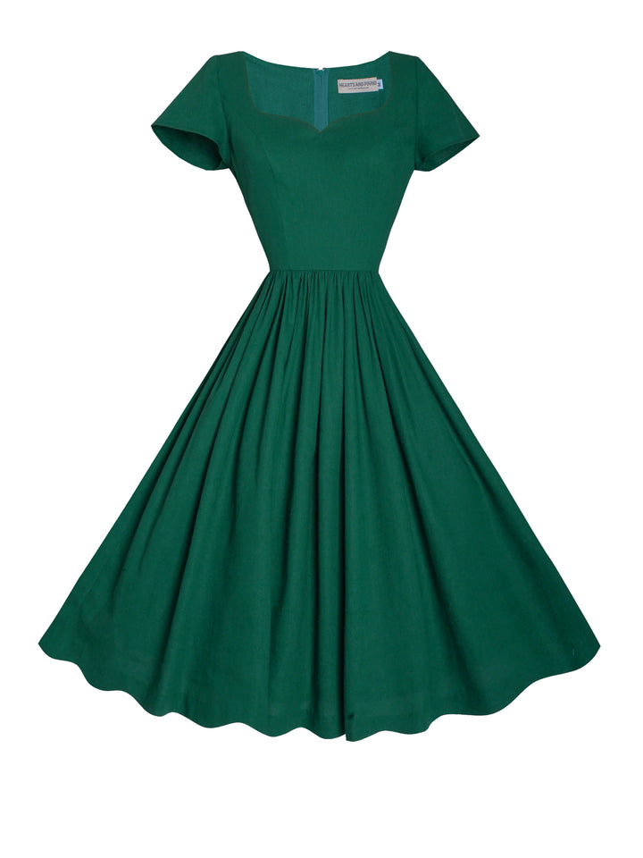 MTO - Evelyn Dress in Forest Green Linen