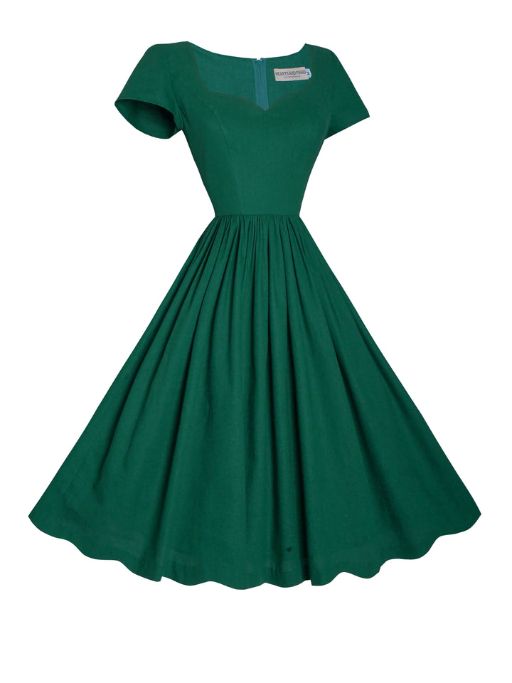 MTO - Evelyn Dress in Forest Green Linen