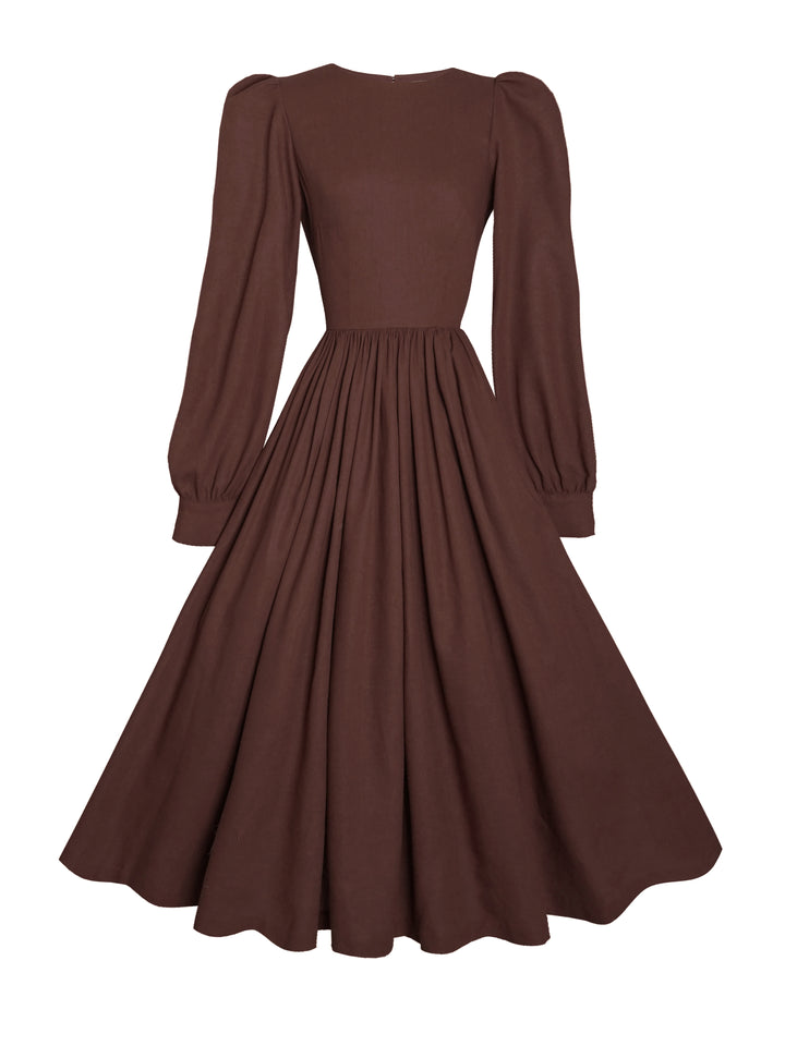 MTO - Agnes Dress in Walnut Linen