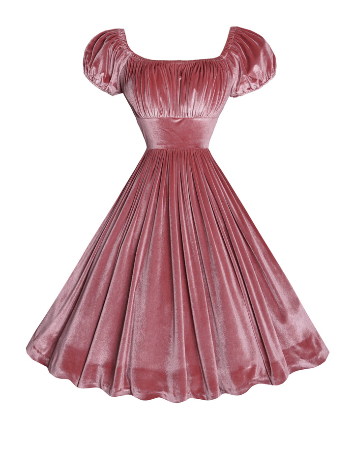 MTO - Loretta Dress in Blush Pink Velvet