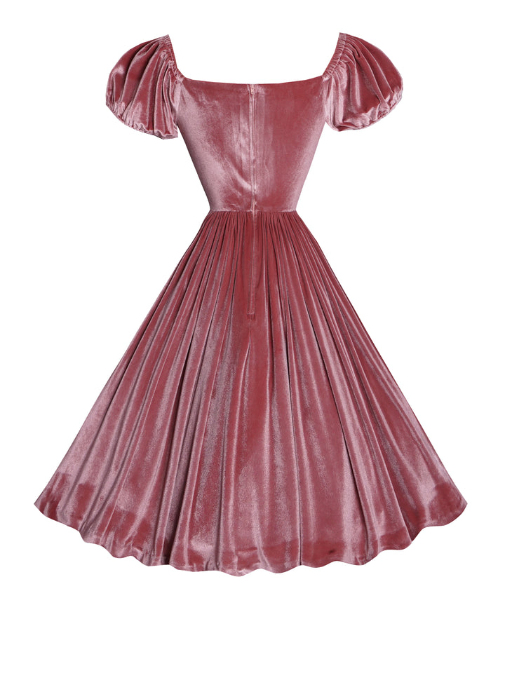 MTO - Loretta Dress in Blush Pink Velvet