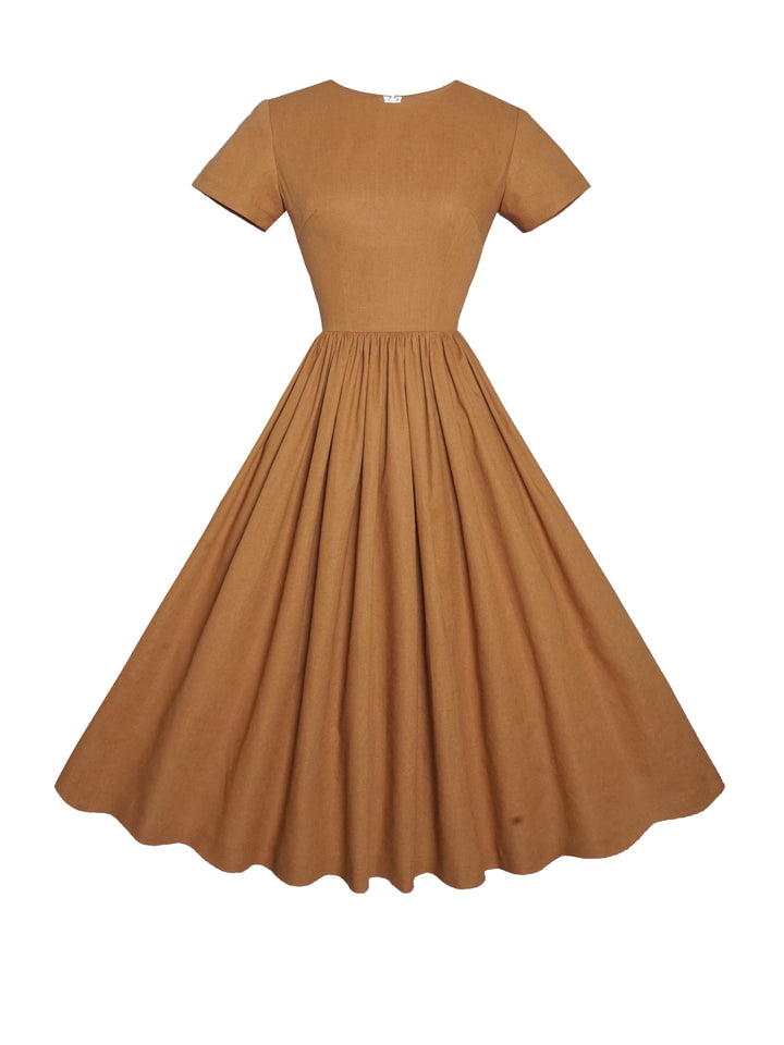 MTO - Dorothy Dress in Caramel Linen