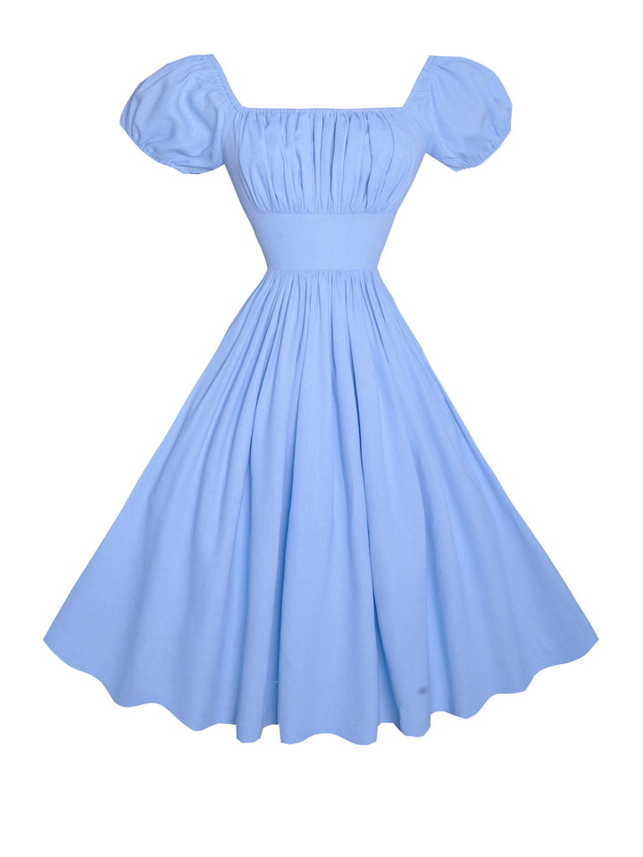 MTO - Loretta Dress in Powder Blue Linen