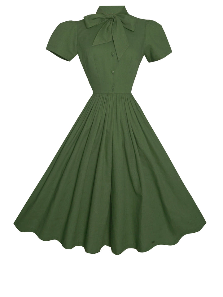 MTO - Bonnie Dress in Hunters Green Linen