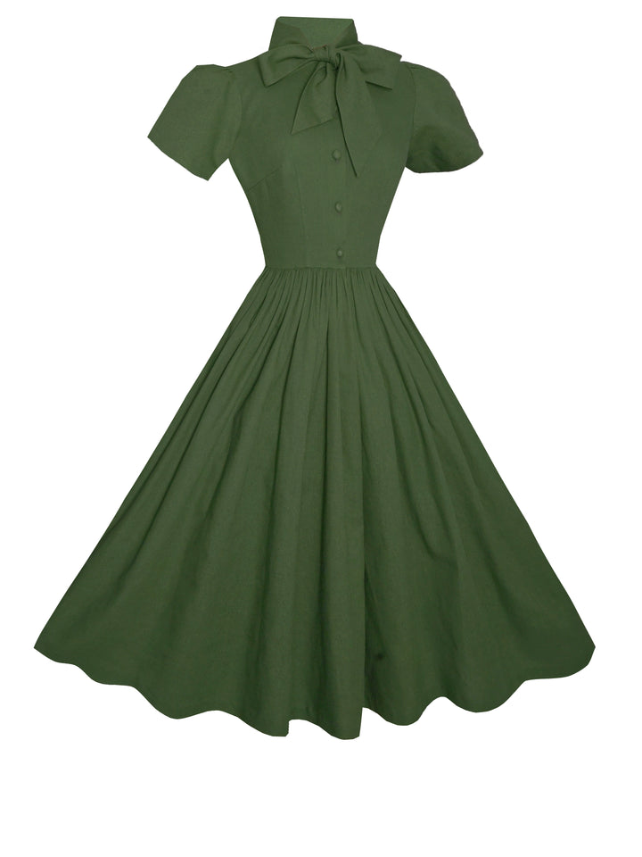 MTO - Bonnie Dress in Hunters Green Linen