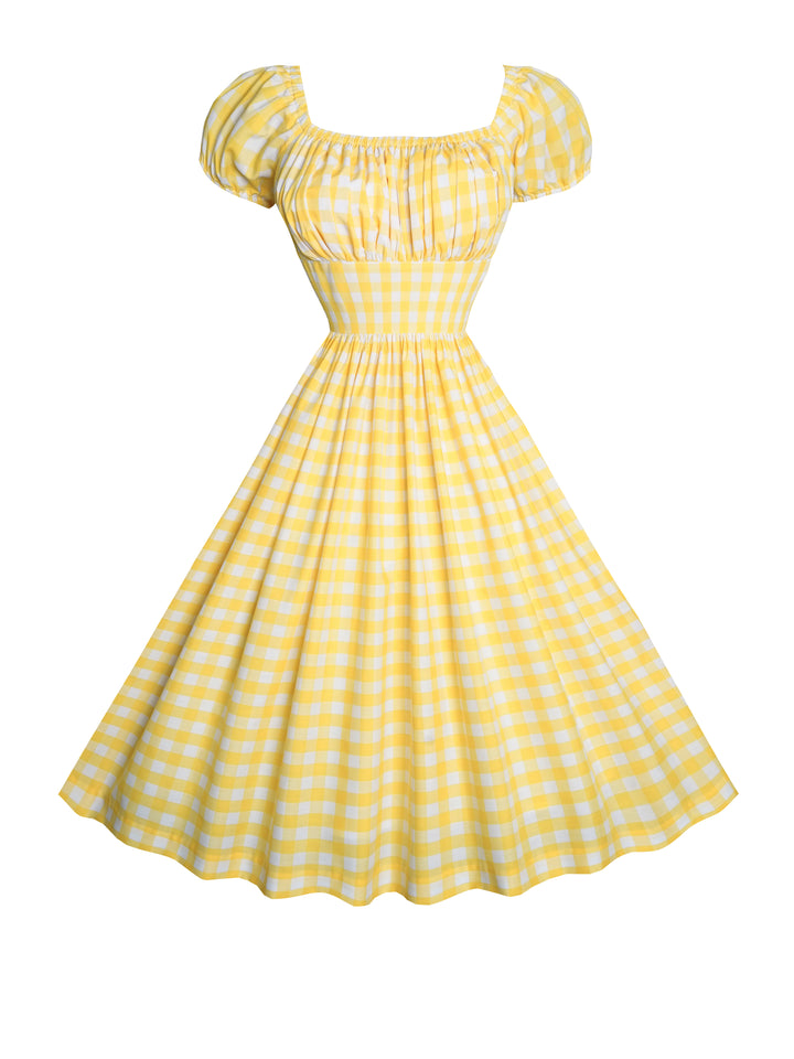 MTO - Loretta Dress Yellow Gingham - Large Checks