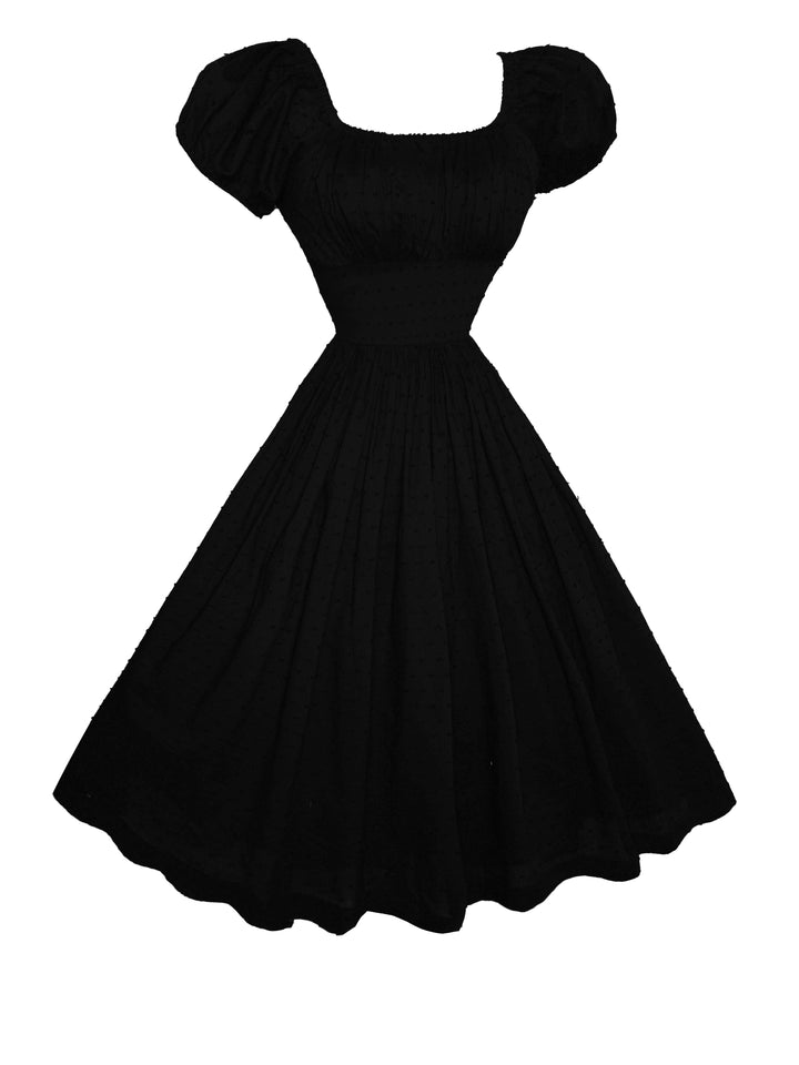 MTO - Loretta Dress in Black "Dotted Swiss"
