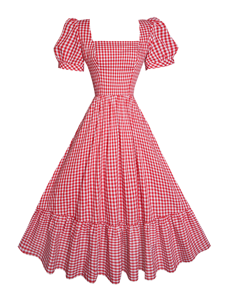 MTO - Isadora Dress in Red Gingham - Medium Checks