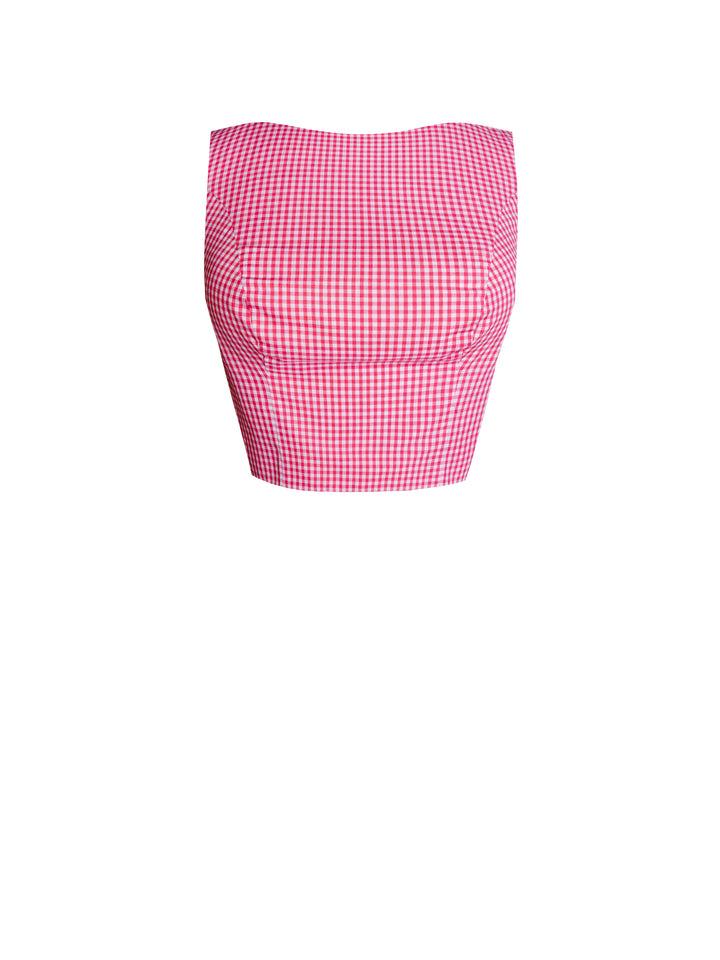 MTO - Georgia Top in Barbie Pink Gingham - Small Checks