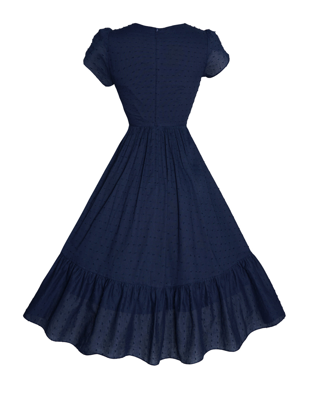 MTO - Ava Dress in Navy Blue "Dotted Swiss"