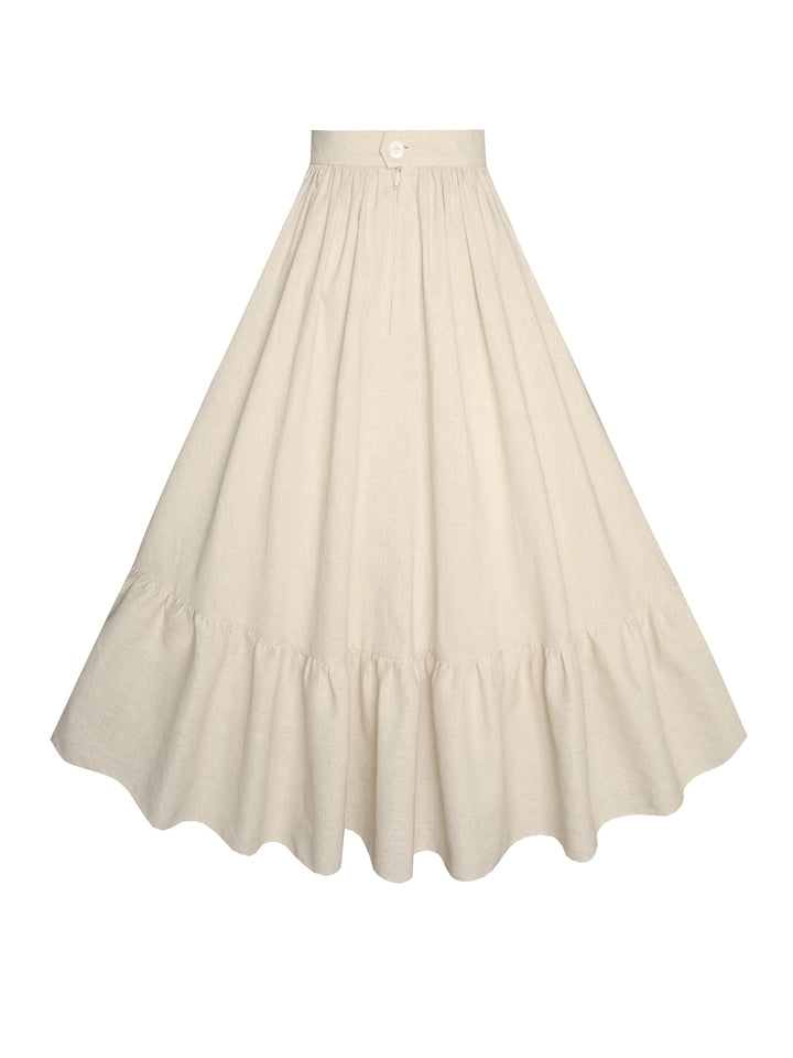 MTO - Rosita Skirt in Parchment Ivory Linen