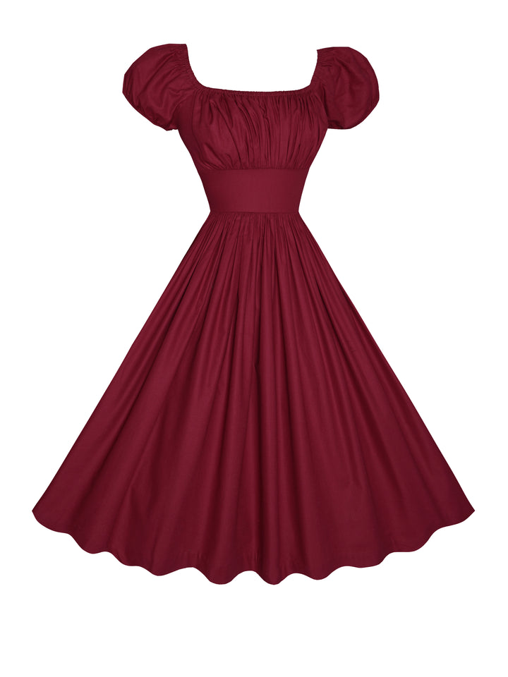 MTO - Loretta Dress in Burgundy Cotton