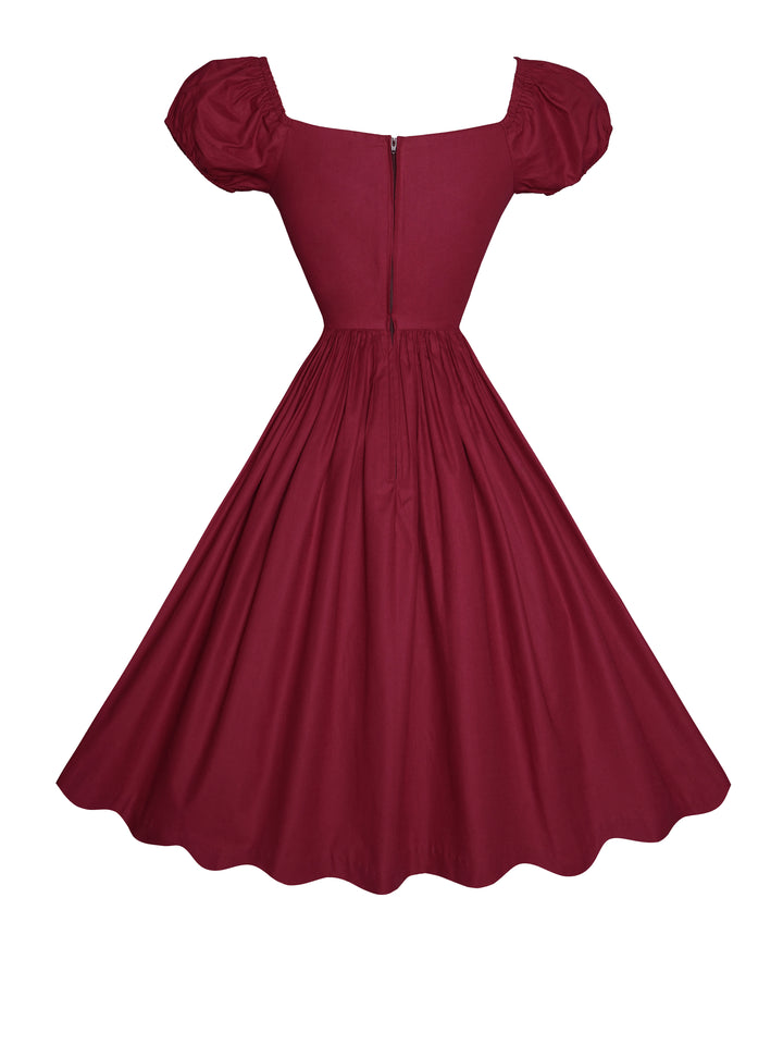 MTO - Loretta Dress in Burgundy Cotton