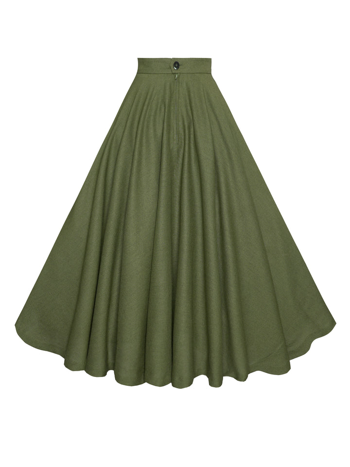MTO - Lindy Skirt in Hunters Green Linen