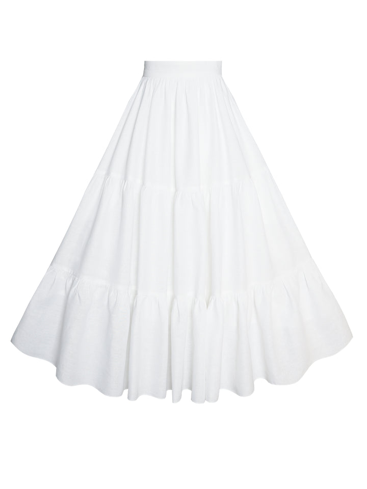 MTO - Pippa Skirt in White Linen