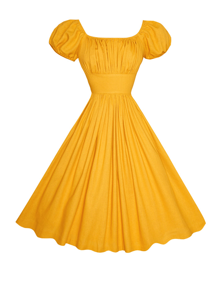 MTO - Loretta Dress in Tuscany Yellow Linen