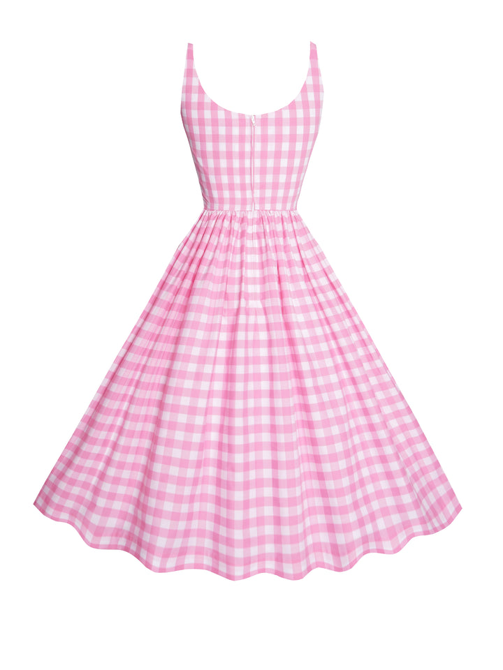 RTS - XS - Penelope Dress Light Pink Gingham - Large Checks