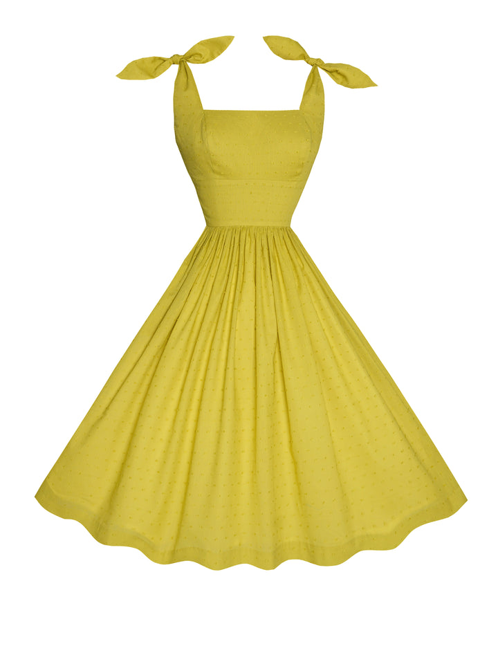 MTO - Gilda Dress Chartreuse Green "Dotted Swiss"