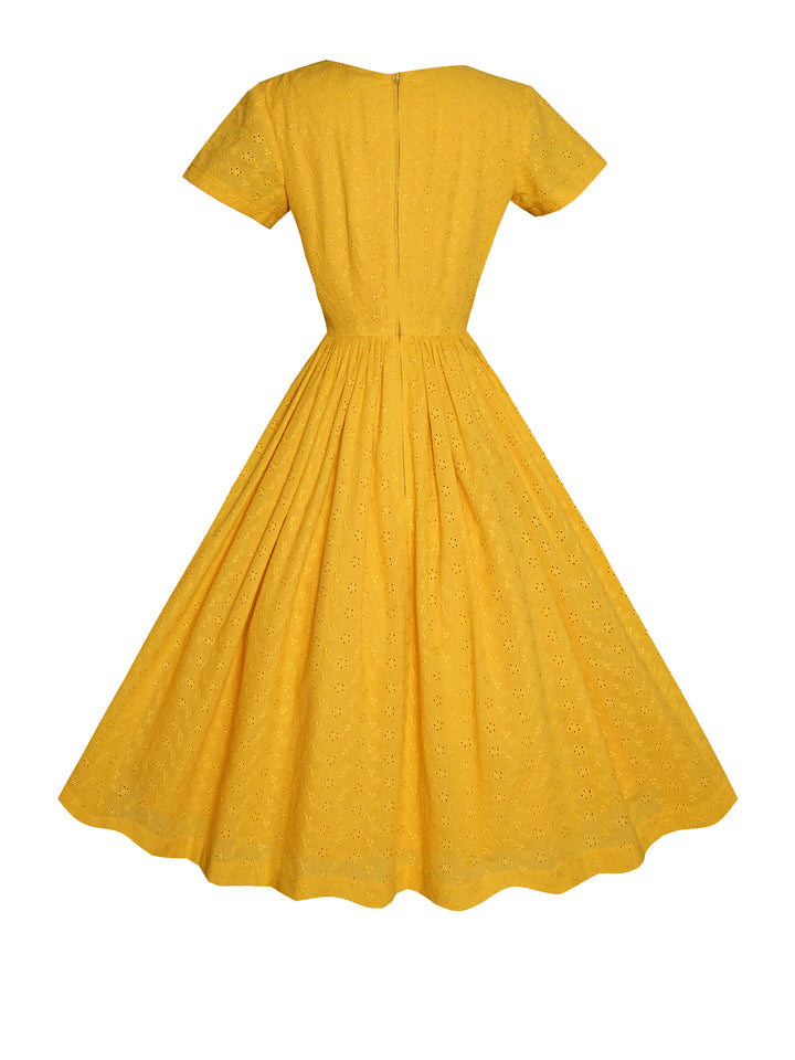 MTO - Dorothy Dress Mustard "Forget Me Not" Eyelet